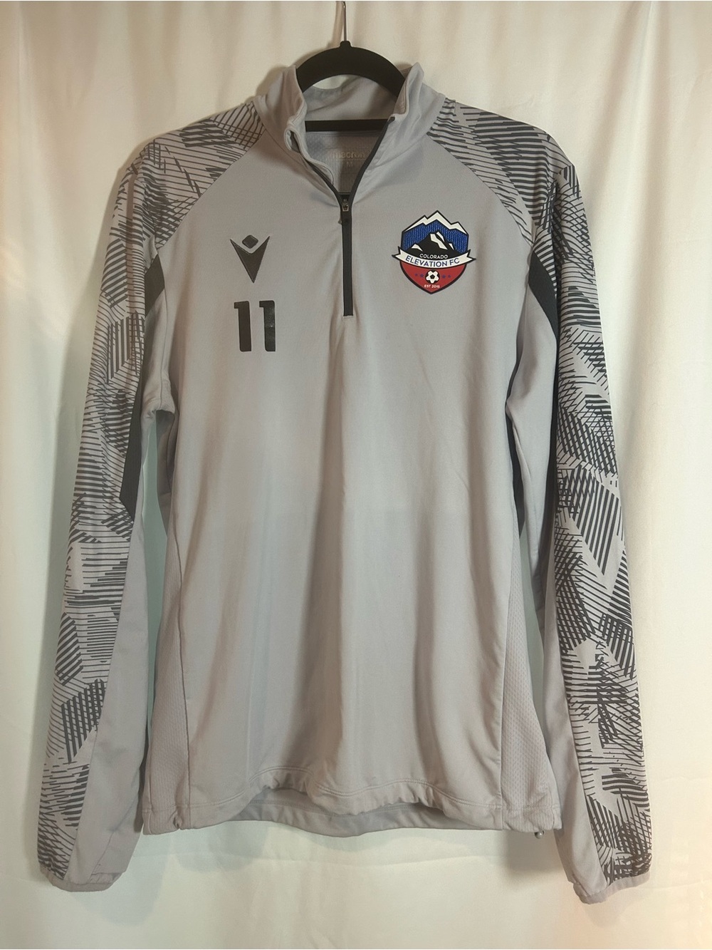 Macron Colorado Elevation FC Soccer Training Quarter Zip Top M Gray